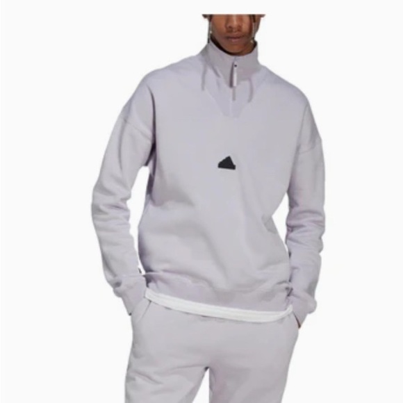 Men's adidas 1/2-zip Solid Color Small Logo Half Zipper - Picture 2 of 9